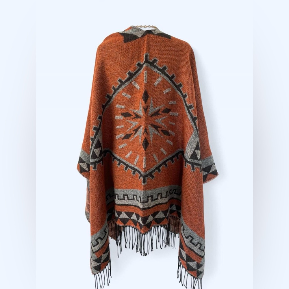 Elegant Women's Poncho Shawl Fringes by Moss Rose‎